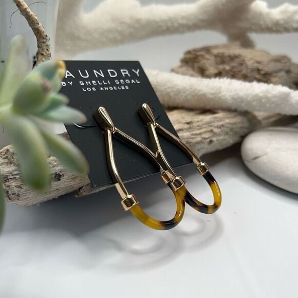 GOLD TEARDROP DANGLE Earrings Laundry by Shelli Segal $18 ea / 3 for $30 - Picture 3 of 8